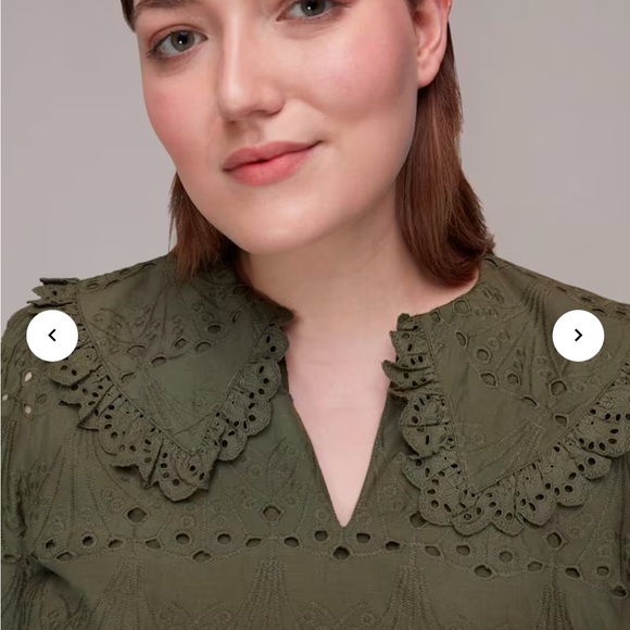 Whistles Khaki Collar Detail Broderie Blouse - Picture 5 of 8
